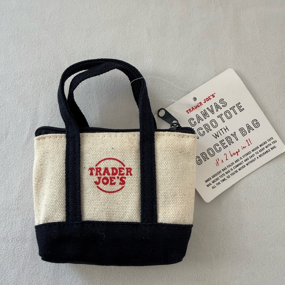 Trader Joes Canvas Micro Tote Navy - Picture 2 of 4